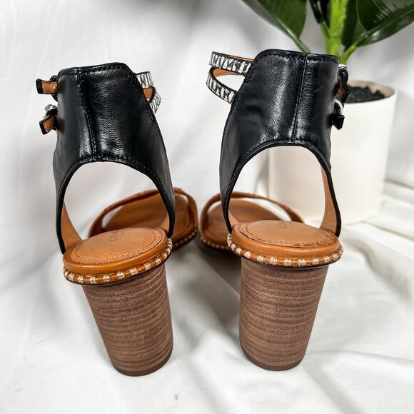 COACH Indie Boho Paige Snakeskin Colorblock Chunky Heel Salndal US 6.5 / EU 37 - Picture 5 of 8